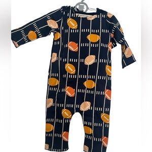 Monica + Andy Baby Football Print Hooded Organic Cotton One-Piece size 6-9M